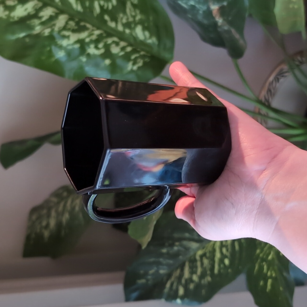 Arcoroc Mid Century "Octime" Octagonal Black Mug Set Of 7, Made In France - Picture 11 of 15